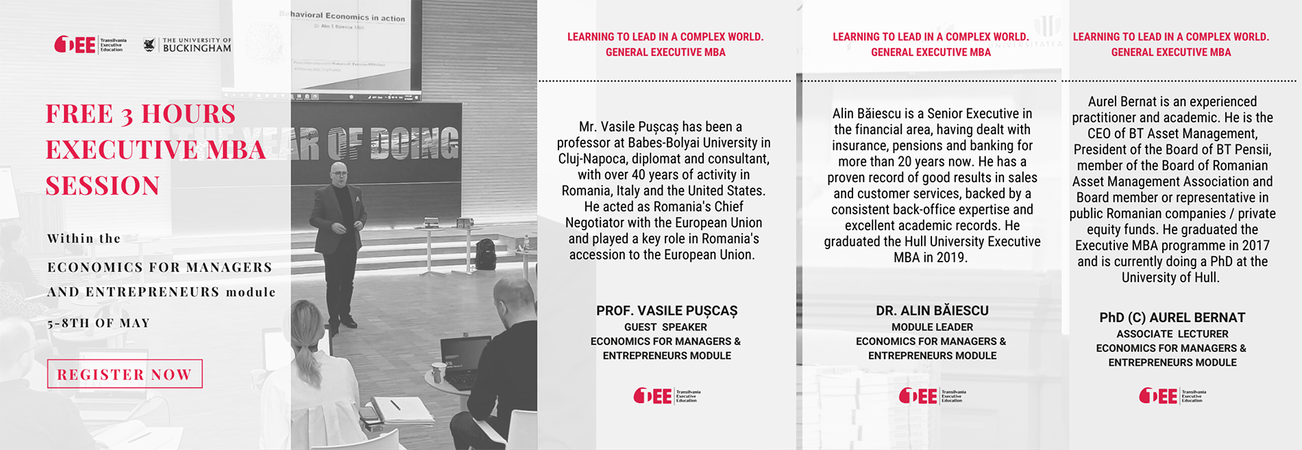 Economie pentru Manageri și Antreprenori - sesiuni gratuite disponibile 